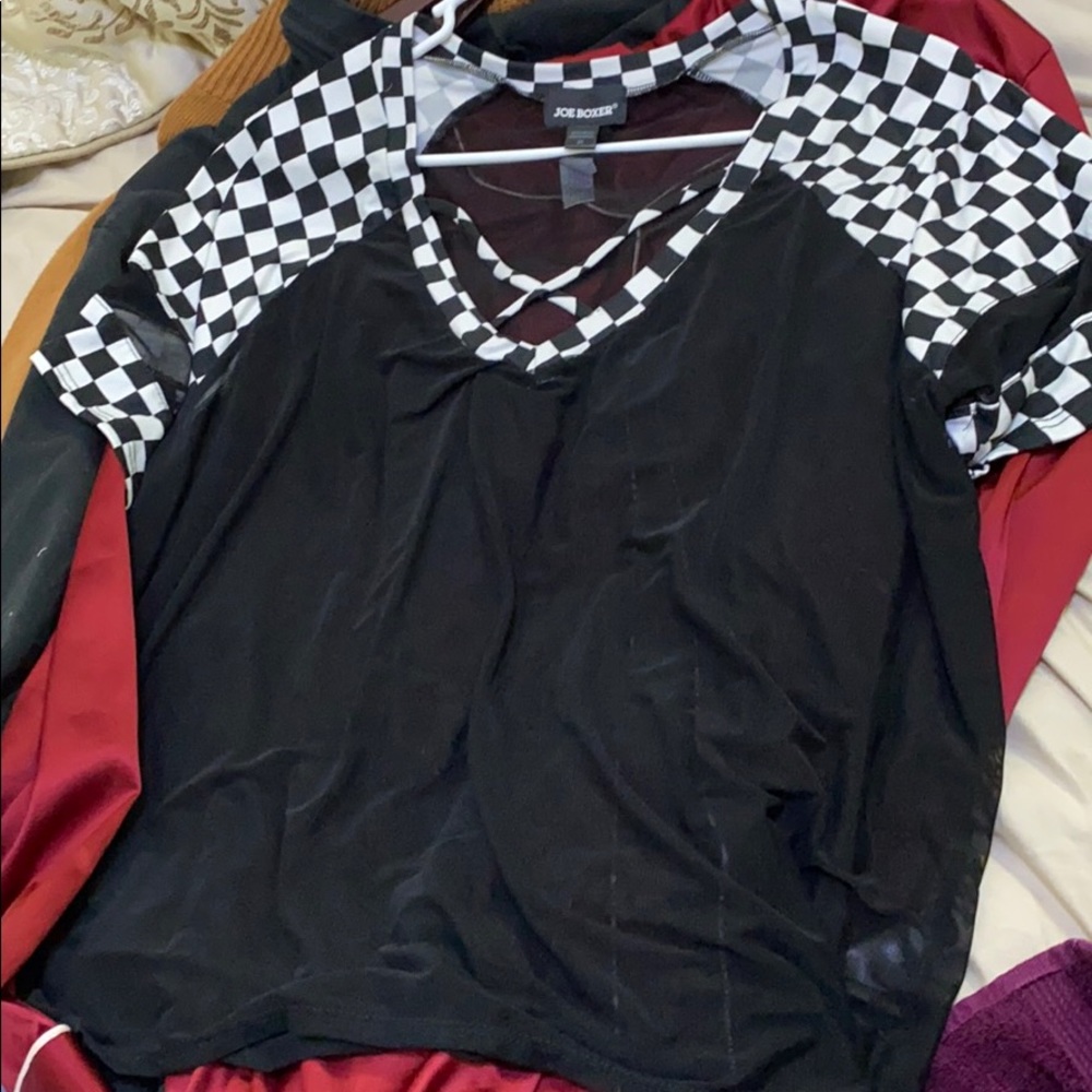 Checked print and mesh top